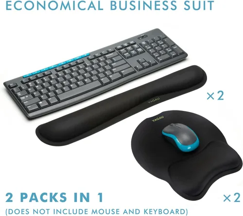 Miniatura 6 de VAGAU Reposamuñecas para teclado y mouse pad de alta calidad, juego de espuma viscoelástica ergonómica para oficina, laptop, Mac, computadora