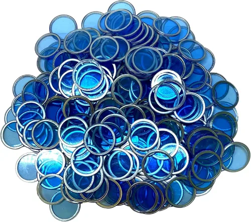 MR CHIPS Chips de bingo magnéticos con anillo de metal de 3/4 pulgadas, 300 piezas mejoradas, azul transparente, disponibles en 7 colores, una bolsa