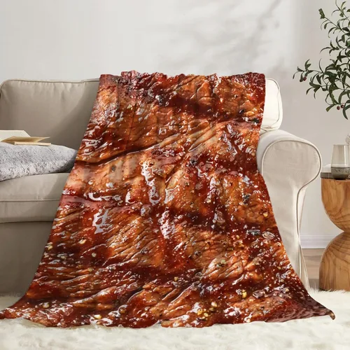Miniatura 35 de Manta de Tiro de Tocino de Franela de Forro Polar Colcha de Aire Acondicionado Mejor Regalo Manta de Felpa Ligera y Acogedora para Sofá Silla