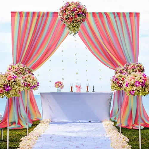 Miniatura 50 de DUOBAO Cortina de gasa naranja transparente de 10 pies, 2 paneles de 29 x 120 pulgadas, cortinas de tela de gasa para ceremonia de boda, cortinas