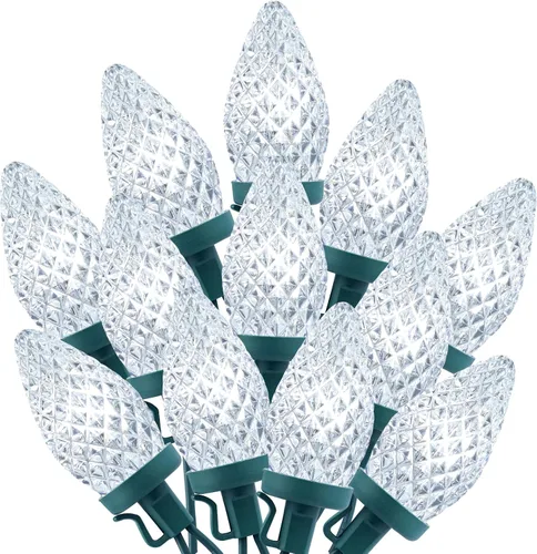 Miniatura 13 de Cadena de luces LED C9 de Brightown, 66 pies 100 LED impermeables en forma de fresa, cadena de luces de cable verde extensible para enchufar