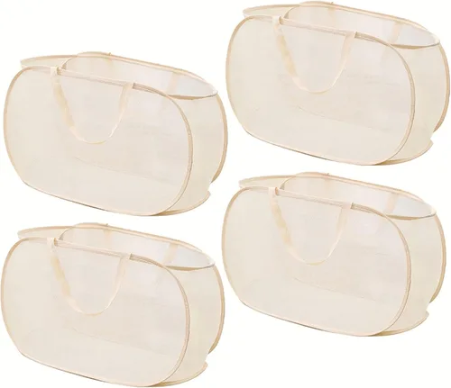 Miniatura 9 de 4 Piezas Cesta de Lavandería Desmontable con Malla y Mangos Duraderos, Cestas de Lavandería Plegables, Cesta de Ropa Plegable para Dormitorio Azul