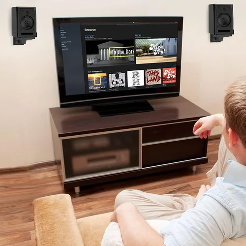 Miniatura 6 de WALI Soportes de pared para altavoces, soporte de montaje de estantería con sujeción lateral doble para altavoces de sonido envolvente grandes