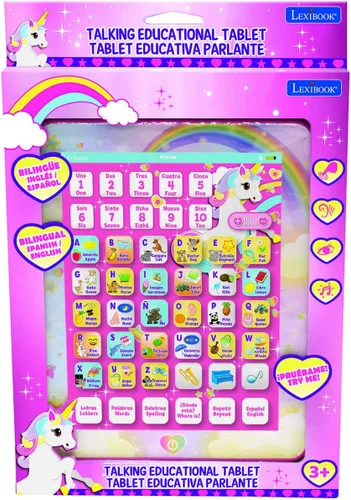 Miniatura 4 de LEXiBOOK Unicorn Tableta Educativa Bilingüe de Aprendizaje Interactiva, Juguete para Aprender Letras del Alfabeto, Números, Palabras, Ortografía