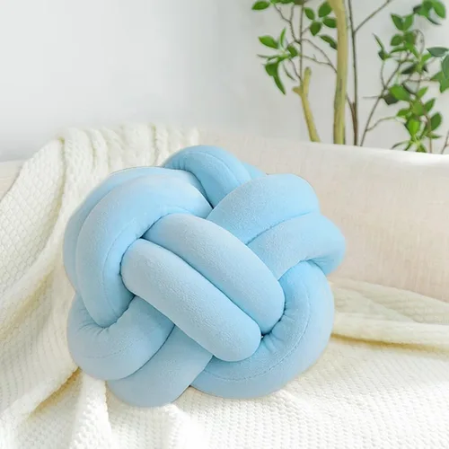Miniatura 8 de Cojín de nudo hecho a mano, almohada de nudo de felpa suave, almohada decorativa, cojín redondo de bola (verde esmeralda, 11 pulgadas)