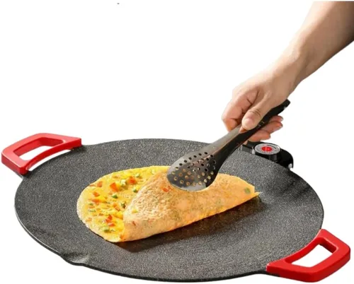 Sartén eléctrica, bandejas para hornear parrilla, calentador de alimentos antiadherente sin humo con asas, calentamiento rápido para filete de arroz