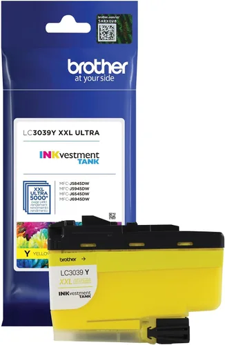 Brother Genuino LC3039Y, Paquete Individual Cartucho de Tinta de Tanque INKvestment Amarillo de Ultra Alto Rendimiento, Rendimiento de Página Hasta