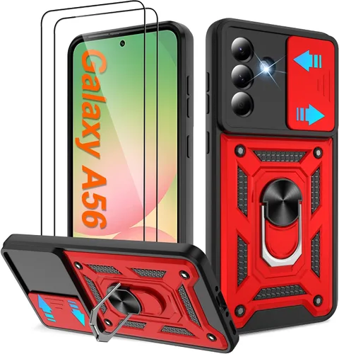 Miniatura 43 de ATUMP Funda para T-Mobile Revvl V Plus 5G con protector de pantalla HD con cubierta de cámara deslizante, soporte de anillo de rotación de 360° Negro