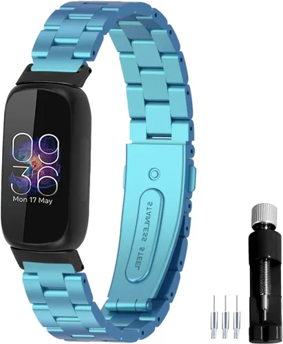 Miniatura 24 de Correa de reloj de metal compatible con Fitbit Inspire 3 de acero inoxidable, repuesto para reloj inteligente Inspire3, accesorio para mujeres