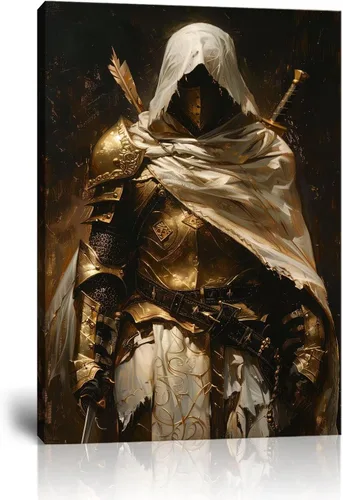 Miniatura 14 de Pintura de Caballero Templario Soldado Retro Arte de Pared Decoración Medieval Cruzada Estética Cuadro para Sala de Estar Dormitorio Oficina