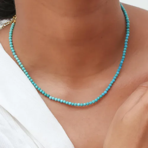 Miniatura 24 de Gempires - Collar de cuentas de piedras naturales hechas a mano, joyería de cristal hipoalergénica de 20 pulgadas, chapado en oro, joyería de moda