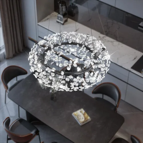 Miniatura 11 de ykolupty - Candelabro de diente de león dorado de 8 luces para comedor, lámpara colgante Sputnik con control remoto, candelabro de cristal moderno