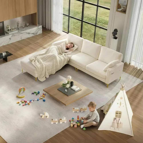 Miniatura 9 de VINGLI Sofá en forma de U de 100 pulgadas de ancho con otomana, asiento de 22 pulgadas de profundidad, cómodos sofás seccionales para sala de estar