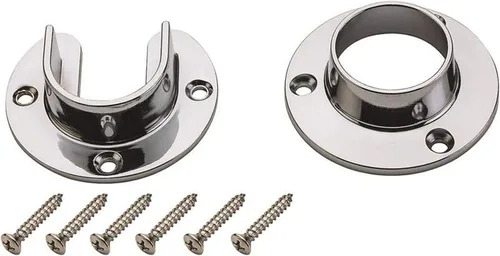 Miniatura 4 de Soporte de extremo de barra de acero inoxidable resistente con tornillos (cromo plateado, 1 juego)