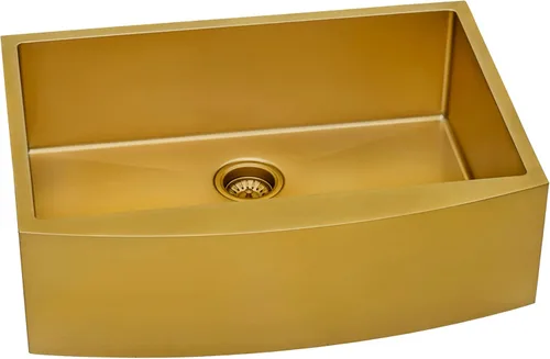 Miniatura 3 de Ruvati RVH9733GG - Fregadero de cocina estilo casa de campo con delantal frontal de 33 pulgadas, tono latón, cuenco individual de acero inoxidable