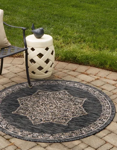 Miniatura 16 de Unique Loom Outdoor Traditional Collection - Alfombra de área antigua (4 pies 1 pulgada x 6 pies 1 pulgada, rectangular, beige y negro)