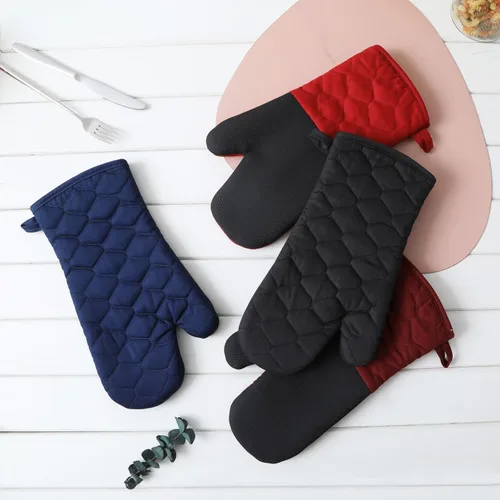 Miniatura 2 de Glynniss Guantes de horno resistentes al calor, 2 guantes de silicona para horno, superficies de agarre antideslizantes, guantes de cocina para Vino