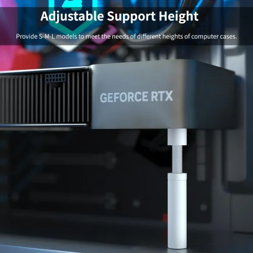Miniatura 6 de Soporte de GPU en Blanco, Soporte para Tarjeta Gráfica, Soporte de GPU, Soporte de Tarjeta de Video con Imán para Evitar Hundimiento, Soporte de GPU