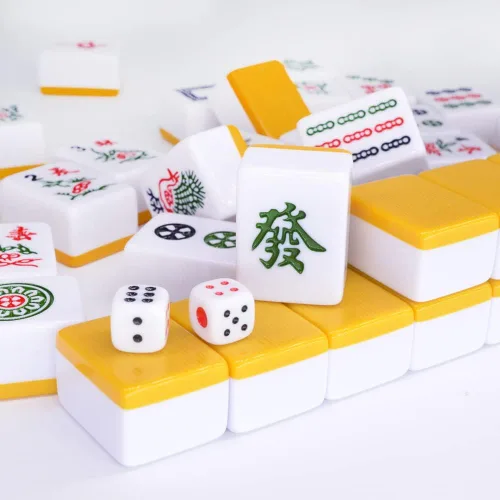 Miniatura 5 de drizzle Juego de Mahjong Chino Set - 146 Azulejos de Tamaño Medio de 1.3 Pulgadas con Instrucciones - Juego Profesional de Mah Jong Amarillo [專業中式麻將]