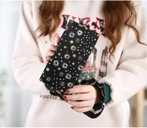 Miniatura 207 de HUA ANGEL Billetera para mujer, ultra delgada y delgada, con bloqueo RFID, tarjetero de crédito, doble embrague, carteras largas, regalo para A-ámbar