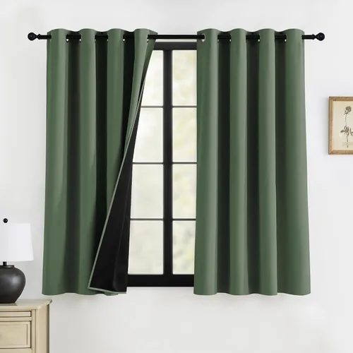 Miniatura 31 de RYB HOME Cortinas opacas grises de 63 pulgadas de largo para dormitorio, cortinas de ventana 100% opacas con aislamiento térmico y reducción
