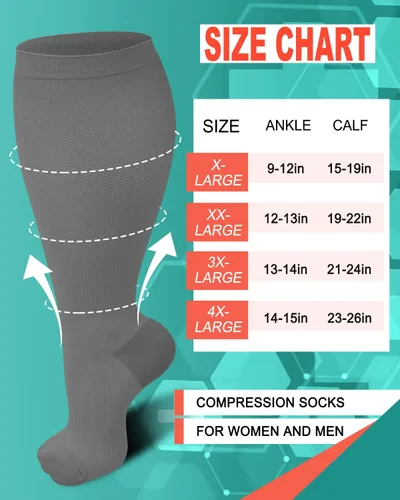 Miniatura 6 de Aoliks Calcetines de compresión de talla grande para pantorrillas anchas, extra grandes hasta la rodilla, calcetines de apoyo alto para mujeres