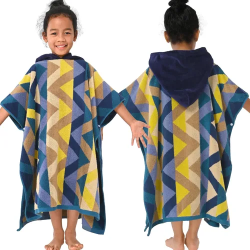 Miniatura 24 de VOOVA & MOVAS Poncho de Toalla de Baño Gruesa con Capucha para Niños (4-8 Años) - Bata de Toalla de Natación de Algodón Turco Suave y Absorbente