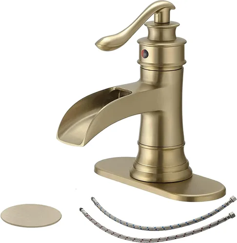 Miniatura 8 de BWE Grifo de baño en cascada negro mate con drenaje desplegable con placa de cubierta de una sola manija para tocador de 1 o 3 agujeros, grifo