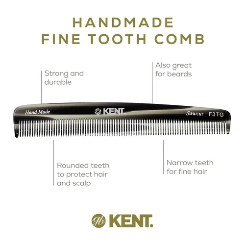 Miniatura 4 de Kent F3T - Peine de dientes finos de grafito negro, peine para separar y alisar el cabello para hombres y mujeres, removedor de caspa, corte
