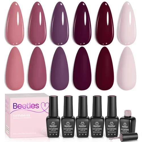 Miniatura 36 de Beetles - Juego de esmalte de uñas de gel de 6 colores, ojo de gato plateado, gel transparente rojo, rosa, amarillo, verde, negro, con efecto