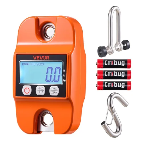 Miniatura 10 de VEVOR Báscula digital para grúa, 660 libras/661.4 lbs, báscula industrial resistente para colgar con caja de aluminio fundido y pantalla LCD, mini