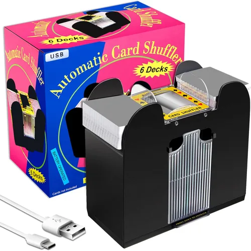 Zomiboo Barajador automático de tarjetas de 6 cubiertas USB con batería eléctrica Casino Poker Card Shuffler máquina para juegos de póquer casino
