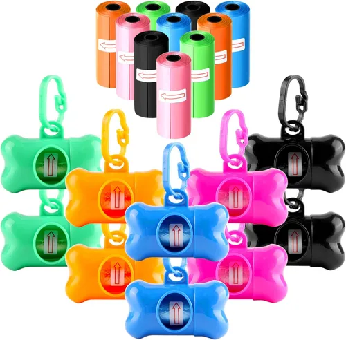 Arroyner Paquete de 10 dispensadores de bolsas de excremento en forma de hueso, dispensador de bolsas de eliminación de residuos de mascotas (color