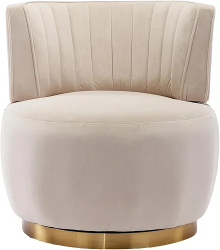 Miniatura 9 de Luxyhome - Silla giratoria de barril 360, de terciopelo, moderna silla decorativa tapizada de mediados de siglo, silla auxiliar redonda de sherpa