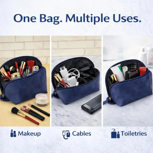 Miniatura 3 de Estuche de cuero para cosméticos, bolsa de maquillaje de viaje, bolsa de aseo de cuero, bolsa de maquillaje de lujo, bolsa de cosméticos de cuero