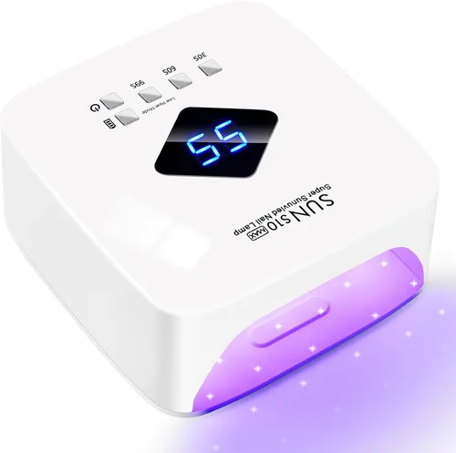 LKE Lámpara de uñas UV recargable inalámbrica, luz UV de 86 W para uñas de gel con 3 ajustes de temporizador, sensor automático, secado rápido