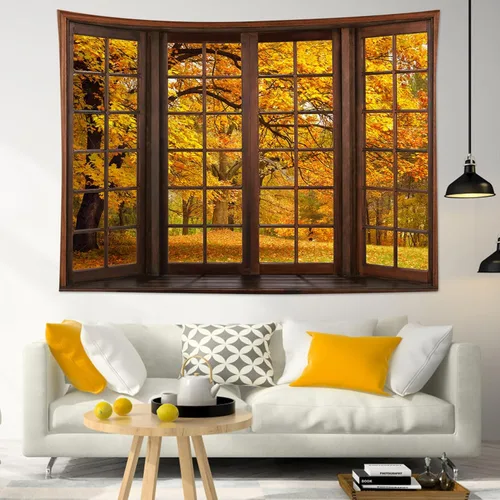 Miniatura 11 de HVEST Tapiz de noche de Halloween, tapiz para colgar en la pared, bosque embrujado con tumba y calabazas, manta de pared para dormitorio, sala