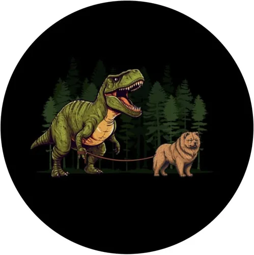Miniatura 3 de Chow Chow Dinosaur T-Rex Walking Dog Trex - PopSockets intercambiables PopGrip para hombre
