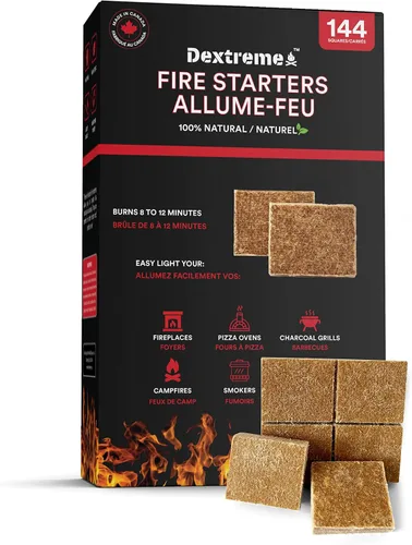 Miniatura 8 de Dextreme Paquete de 144/48 cubos de iniciación de fuego naturales para fogatas, carbón, barbacoa, parrilla, chimenea, estufas de leña, ahumadores