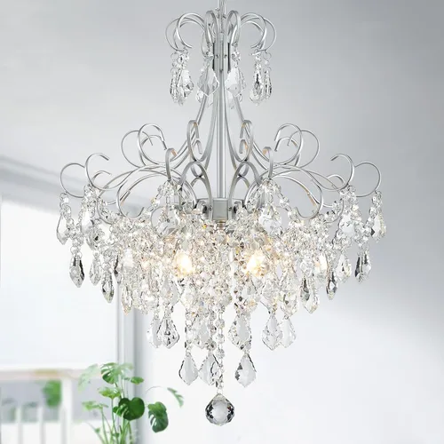 Miniatura 15 de WUZUPS Candelabro colgante de cristal con 5 luces, lámpara de techo moderna para dormitorio, pasillo, bar, cocina, baño, 20.3 pulgadas de alto