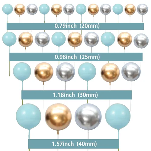 Miniatura 2 de Gyufise 30 piezas de mini globos decorativos para pastel, bolas de espuma, palillos para pastel, decoraciones de bolas de perlas de imitación