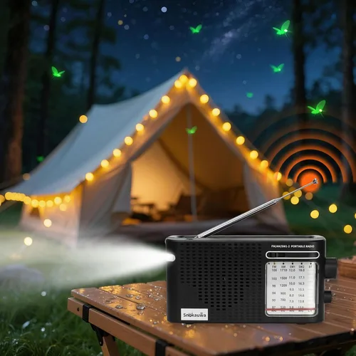 Miniatura 6 de Radio meteorológica portátil AM FM SW, enchufe de pared y alimentada por batería, radio transistor con Bluetooth, altavoz grande, dial grande, modo