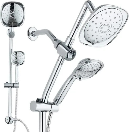 Hotel Spa - Combo de lluvia de 7 pulgadas con barra deslizante, cabezales de ducha de 48 ajustes, manguera de acero inoxidable de 5 pies, acabado