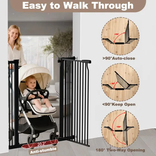 Miniatura 6 de Puerta de bebé extra alta de 40.55 pulgadas para marcos de puertas, puerta para perros de 32.6 a 40.5 pulgadas de ancho para interiores, puerta alta