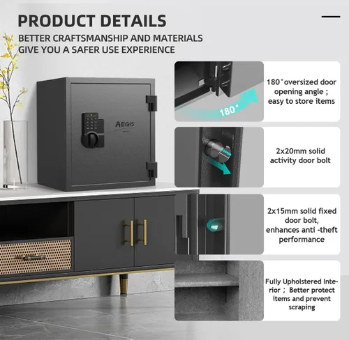 Miniatura 7 de Caja fuerte electrónica AEGIS de 0,8 pies cúbicos - Caja fuerte de seguridad con teclado digital para el hogar/oficina, caja de efectivo de acero