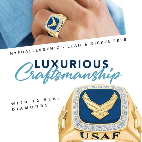 Miniatura 6 de The Danbury Mint - Anillos militares personalizados para hombre - Ejército, Fuerza Aérea, Marina, Cuerpo de Marines de Estados Unidos - Regalos