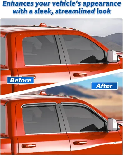Miniatura 7 de Protectores de lluvia aptos para Dodge Ram 1500 2009-2024, Ram 2500 y 3500 2010-2025, deflectores de lluvia extragruesos para ventana, viseras