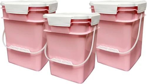 Miniatura 16 de House Naturals Cubo cuadrado de grado alimenticio de 4 galones con asas de plástico y tapa (paquete de 3) contenedores fabricados en Estados Unidos