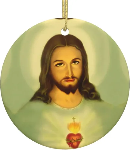 Sagrado Corazón de Jesús (1) Adornos de cerámica para colgar en la familia, adornos colgantes de cerámica