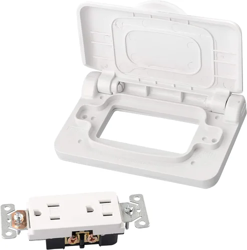 Miniatura 6 de RVGUARD Cubierta de receptáculo resistente a la intemperie con muelle para RV en negro (incluye receptáculo)